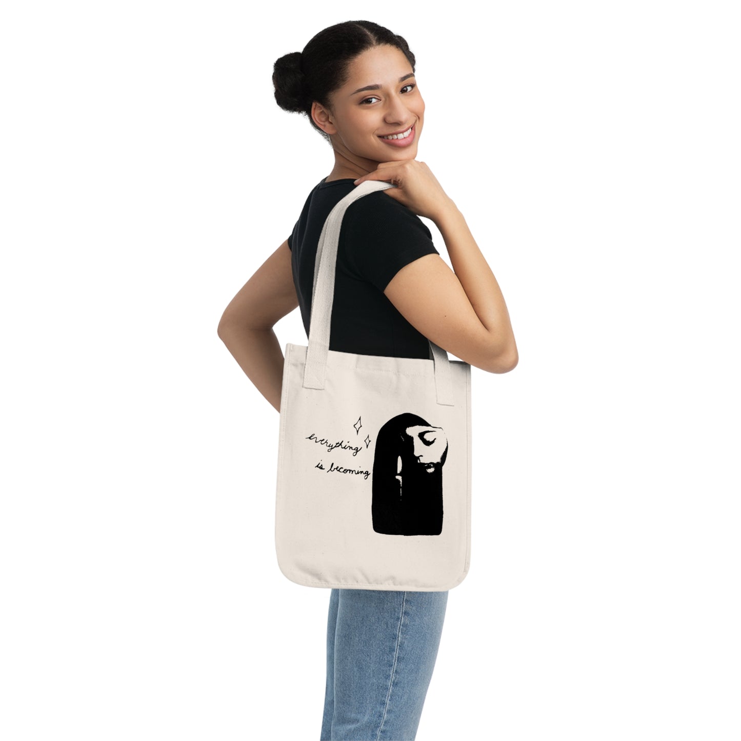 Everything is Becoming Collage Art Print Organic Canvas Tote Bag