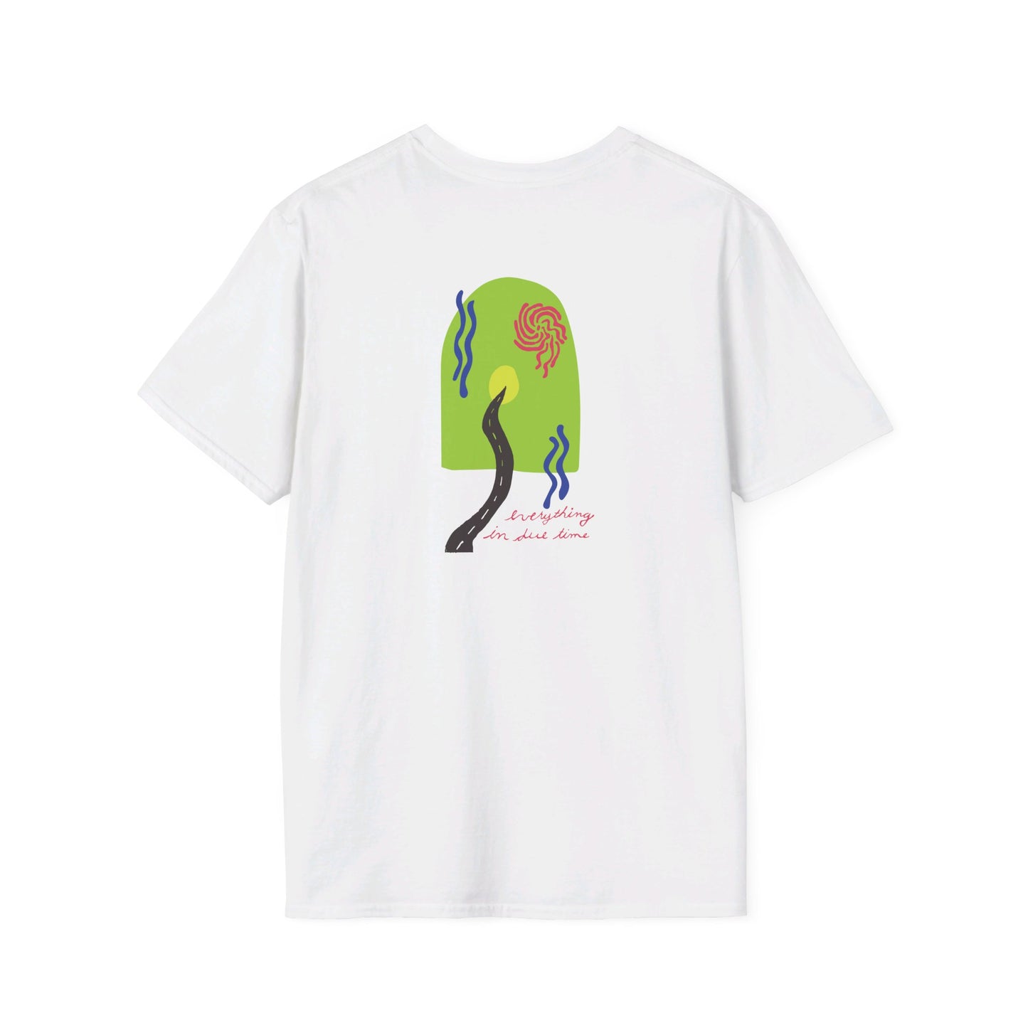Affirmation for Patience and Divine Timing "Everything in Due Time" Portal - Unisex Softstyle T-Shirt
