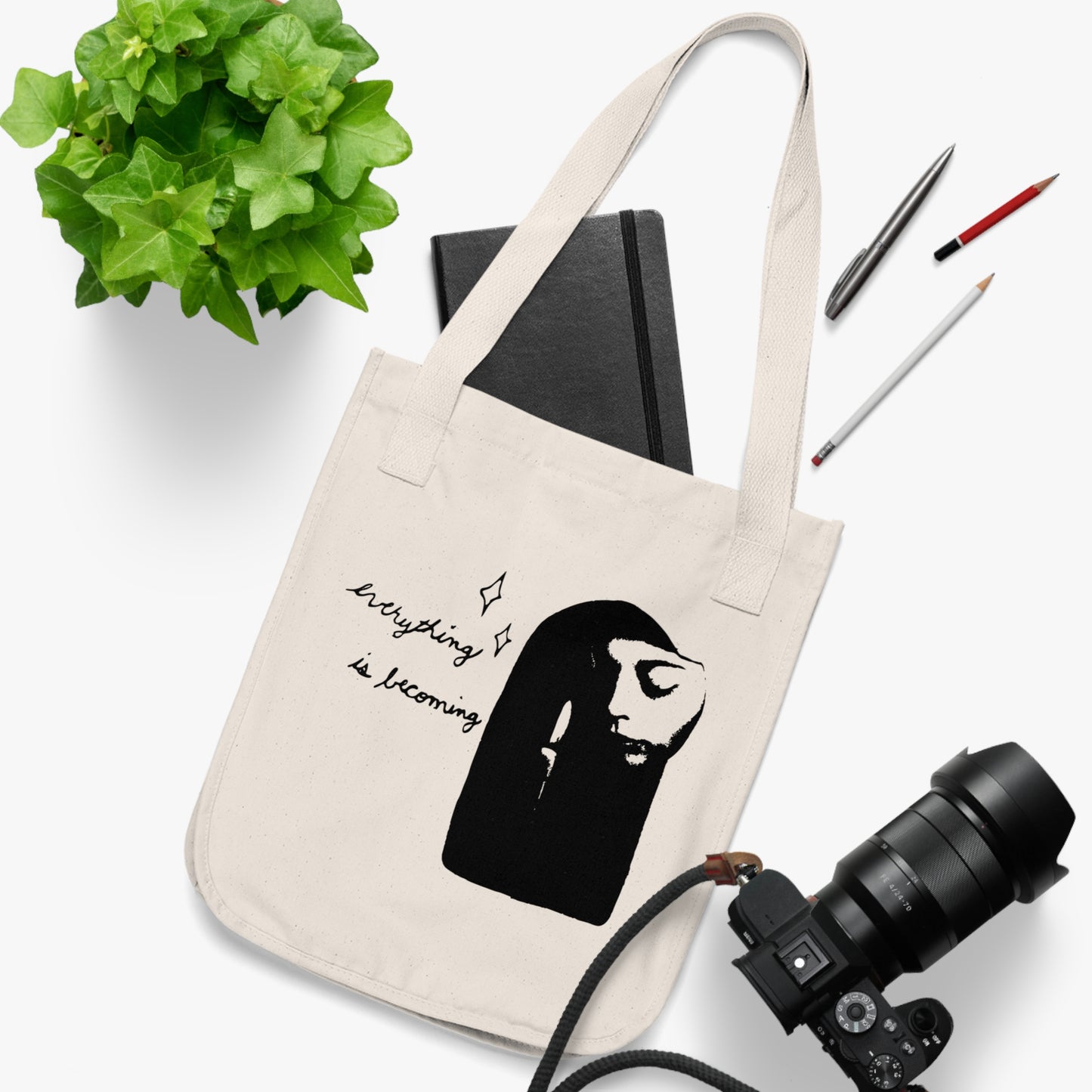 Everything is Becoming Collage Art Print Organic Canvas Tote Bag