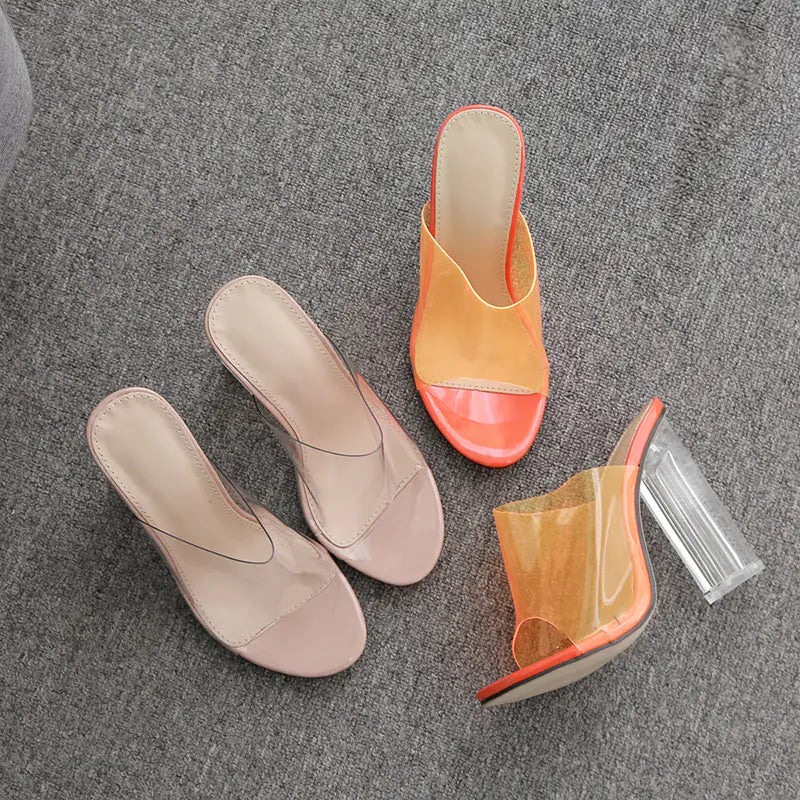 Stylish High Heel Crystal Slippers for Women