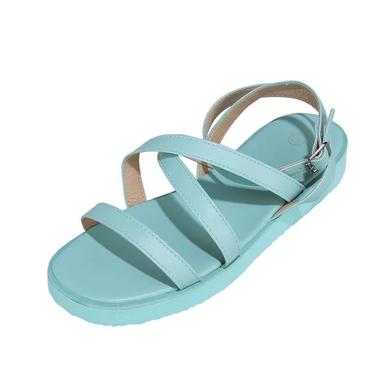 Women's Roman Sandals with Cross-Band Buckle, Soft Sole