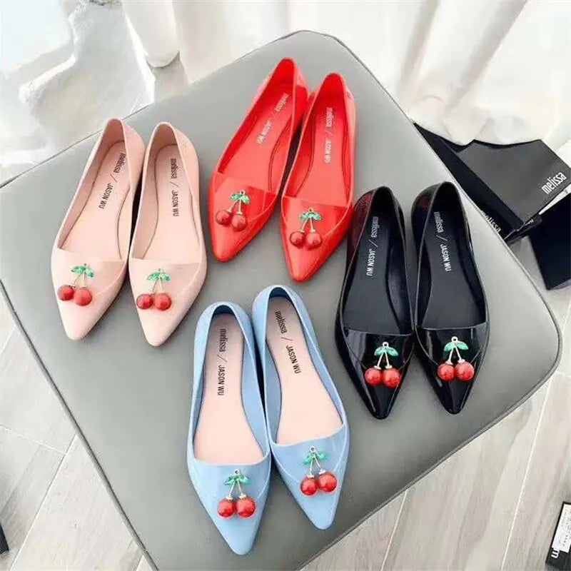 Cherry Melis Jelly Shoes - Stylish and Versatile Flats
