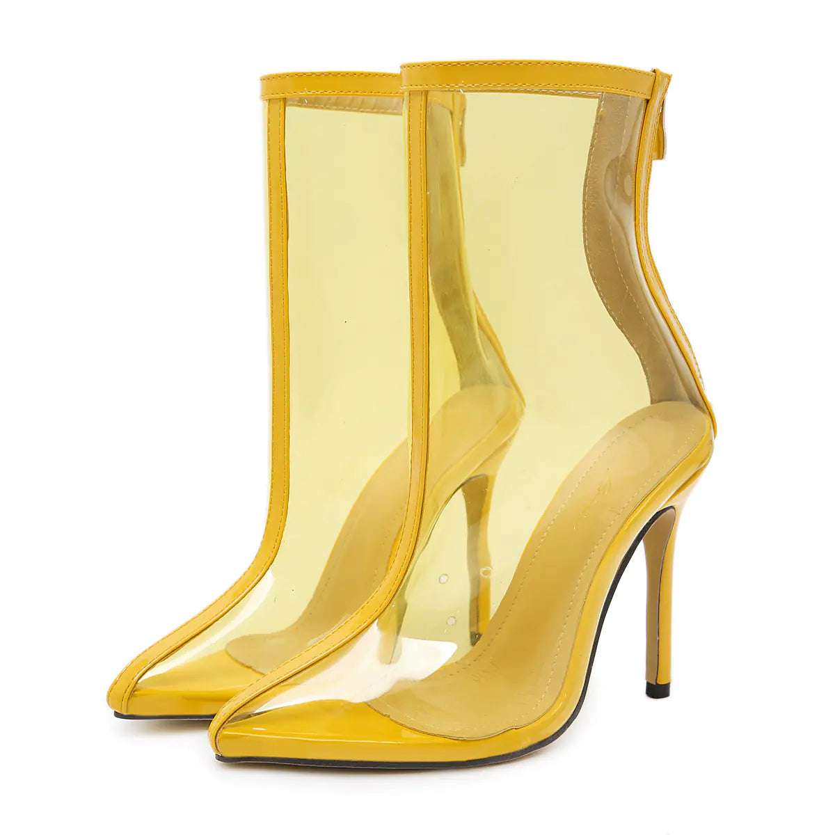Transparent PVC Stiletto Ankle Boots for Women