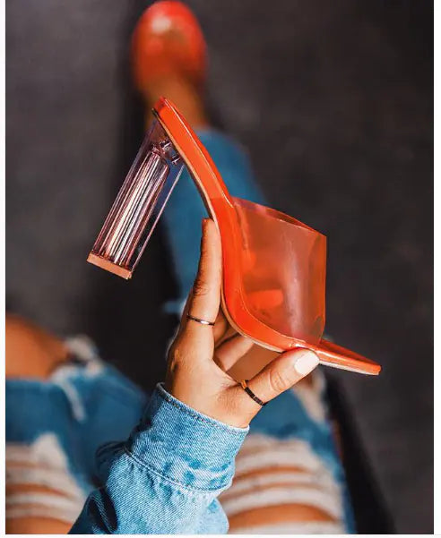 Stylish High Heel Crystal Slippers for Women