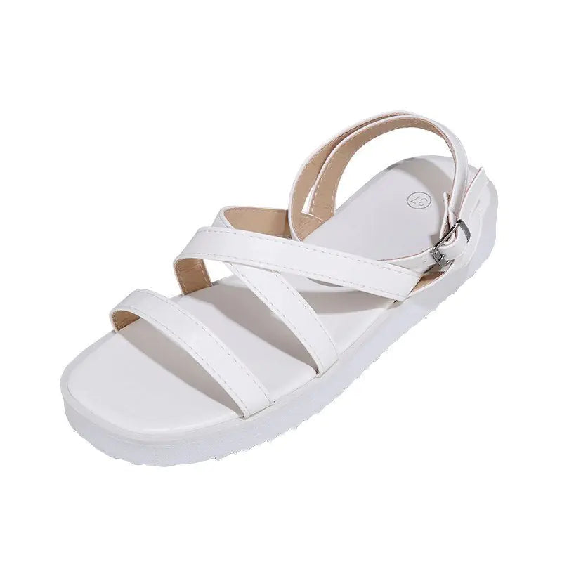 Women's Roman Sandals with Cross-Band Buckle, Soft Sole