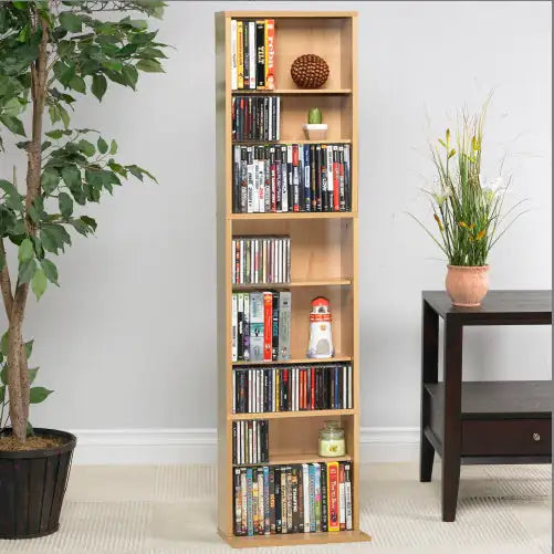 Media Storage, 6 Adjustable Shelves In Maple