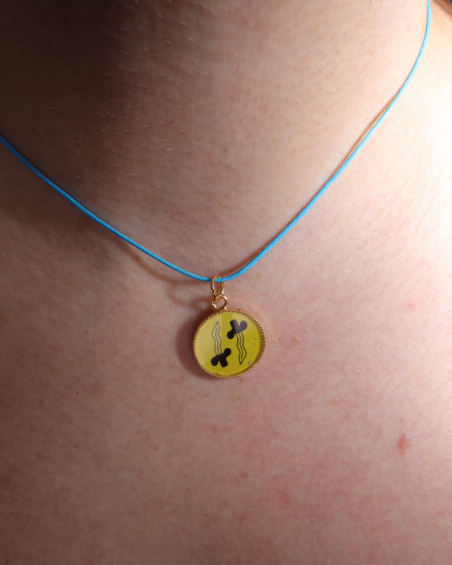 Handmade Double Knife Acrylic and Metal Pendant Charm Choker Necklace