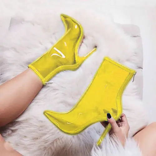 Transparent PVC Stiletto Ankle Boots for Women