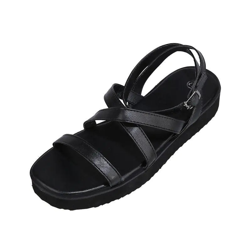 Women's Roman Sandals with Cross-Band Buckle, Soft Sole