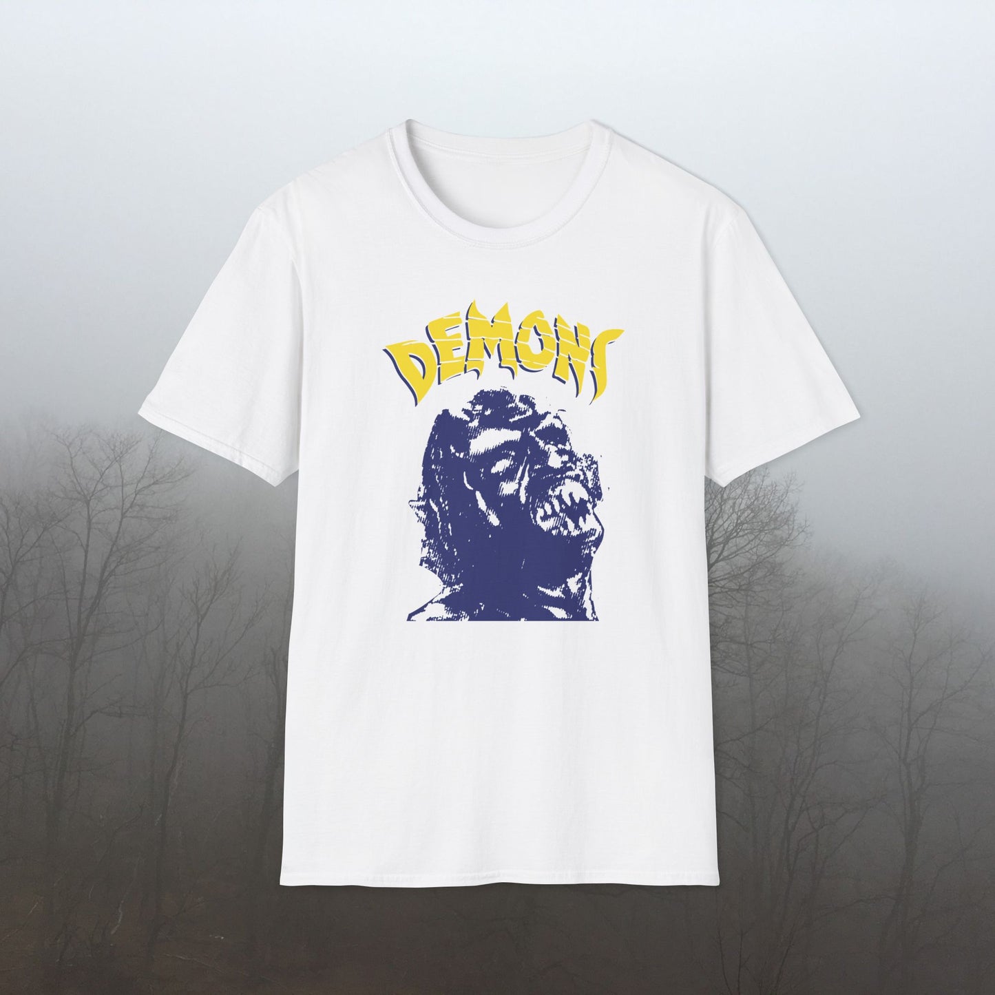 Cult Classic Horror Movie Print Demons, (1977) - Unisex Softstyle T-Shirt