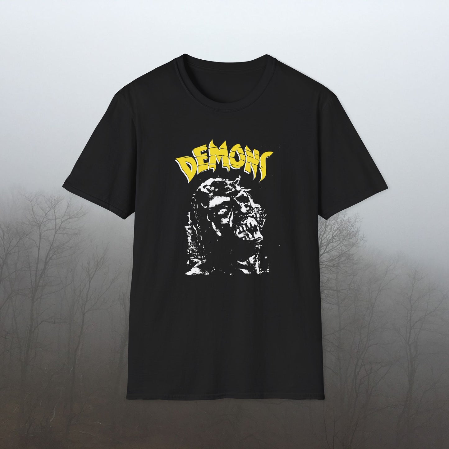 Cult Classic Horror Movie Print Demons, (1977) - Unisex Softstyle T-Shirt