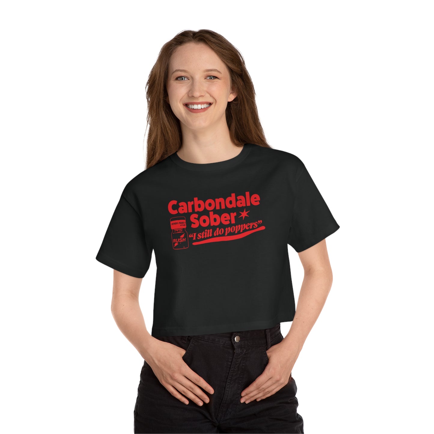 Carbondale Sober, I Still Do Poppers Funny Parody Gay Pride Party Pride Champion Women's Heritage Cropped T-Shirt