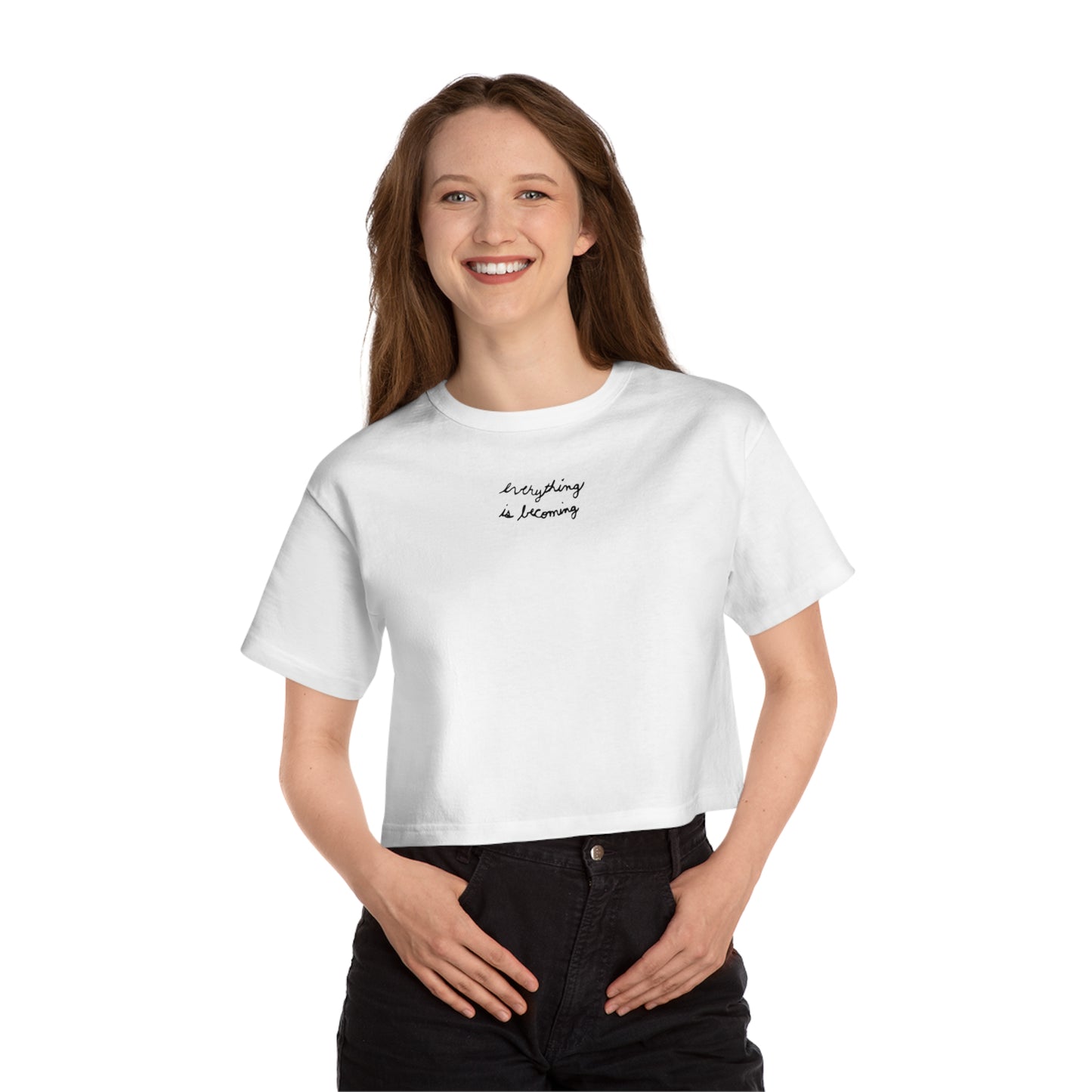 'Everything is Becoming' Collage Art Print T Shirt 2023 Champion Women's Heritage Cropped T-Shirt