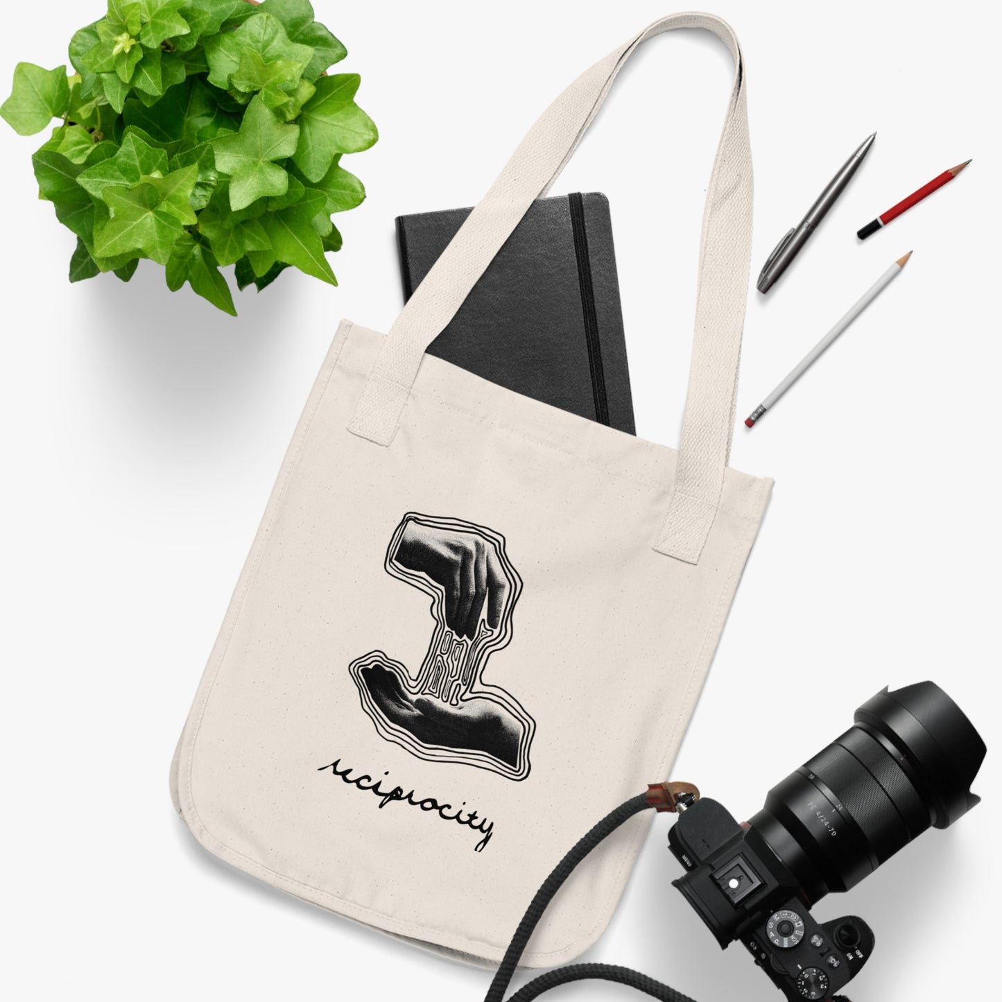 Two of Cups 'Reciprocity' Collage Art Print Organic Canvas Tote Bag