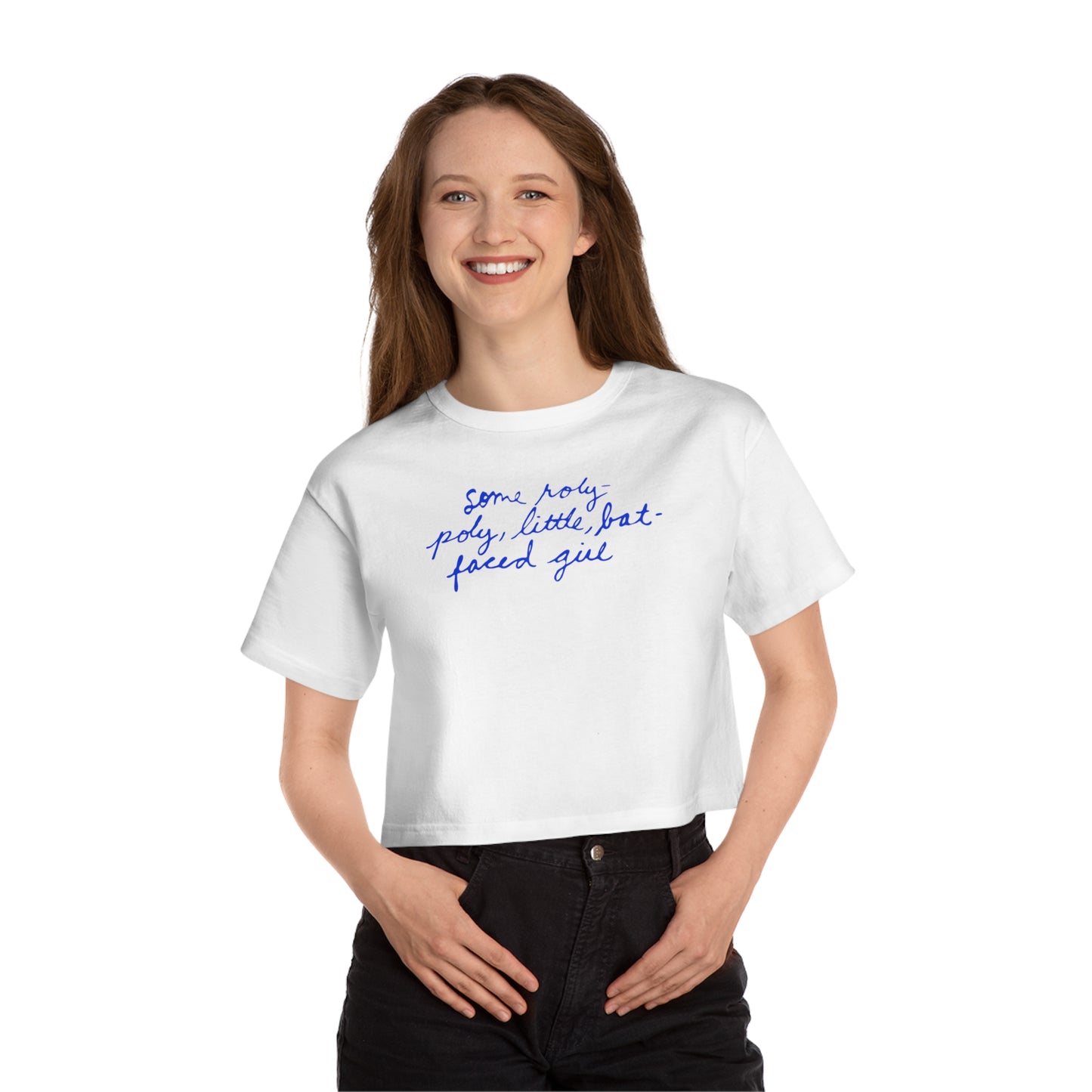 Paul Simon You Can Call Me Al, Some Roly-poly, Little Bat-faced Girl- Champion Women's Heritage Cropped T-Shirt