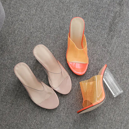 Stylish High Heel Crystal Slippers for Women