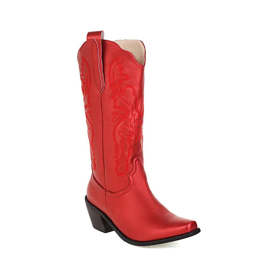 Embroidered Mid-Cut Cowboy Boots for Ladies
