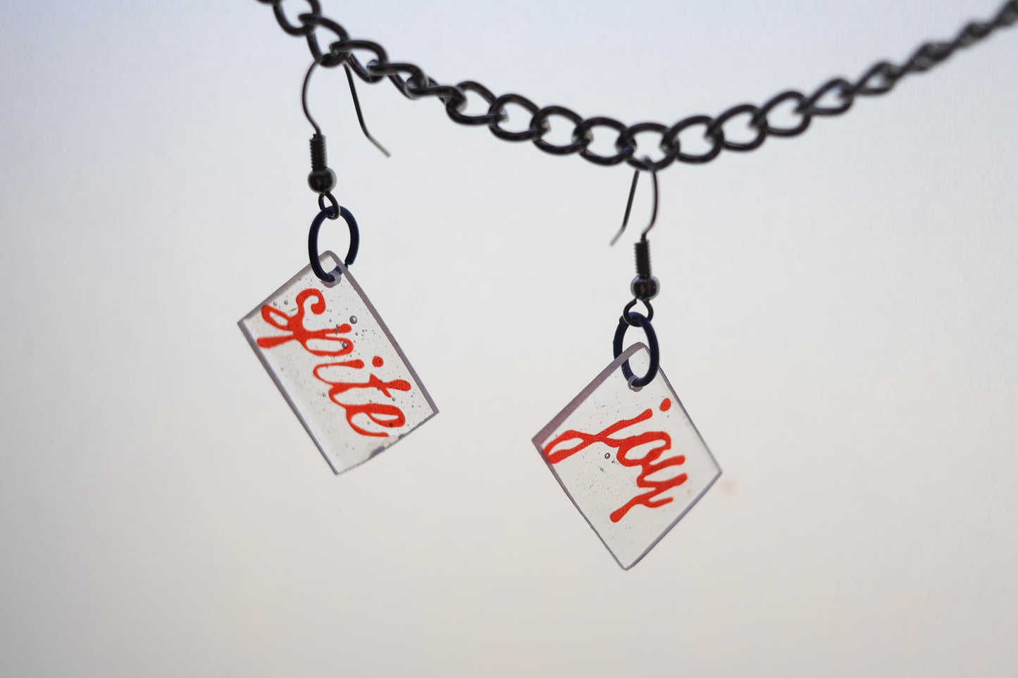 Handmade Clear, Acrylic Spite & Joy Earrings