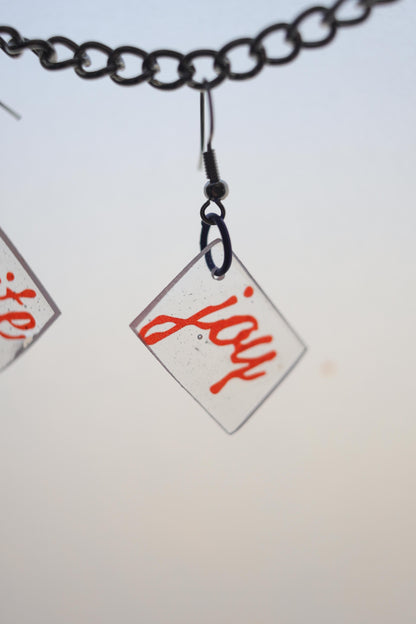 Handmade Clear, Acrylic Spite & Joy Earrings