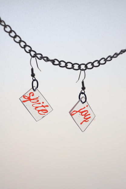 Handmade Clear, Acrylic Spite & Joy Earrings